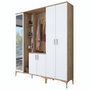 Hanah Home EA131 - 2801 Recibidor de Entrada Nogal y Blanco 180x198.6x37.5cm Mueble Organizador para Hogar